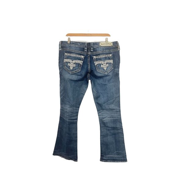 Rock Revival Denim - Rock Revival 33 Haine Easy Boot Jean Silver Stud Stitching inseam 31 inches